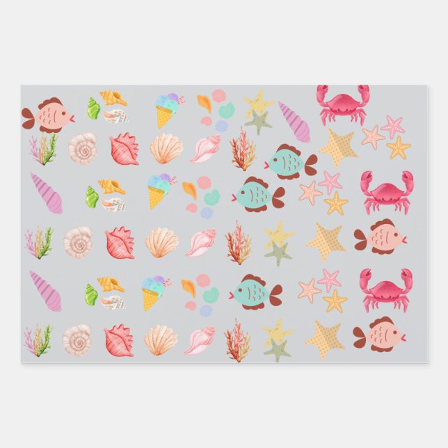 Moderner Badestrand Sommer Beach Geschenkpapier Set (Vorderseite 3)