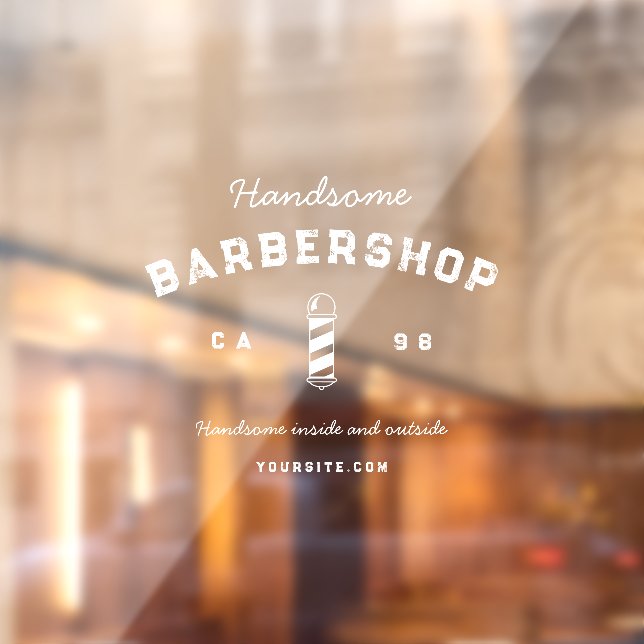 Moderner Barbershop Barber's Pole Men's Haircut Fensteraufkleber (Blatt 2)