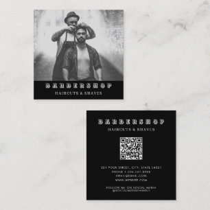 Moderner Barbershop Foto QR Quadratische Visitenkarte