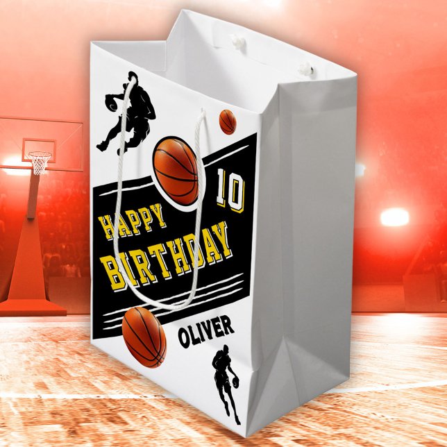 Moderner Basketball-Ball-Spieler zum Geburtstag Mittlere Geschenktüte (Von Creator hochgeladen)