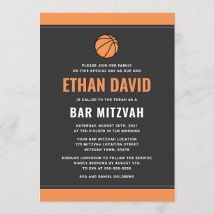 Moderner Basketball dunkelgrau und orange Bar mitz Einladung
