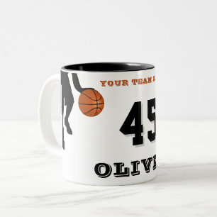 Moderner Basketballspieler Teamname Nummer Zweifarbige Tasse