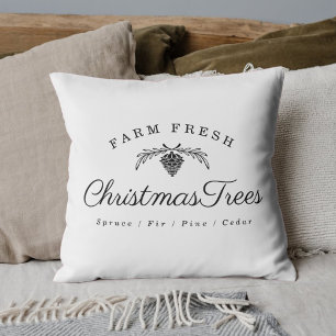 Moderner Bauernhof Frische Weihnachtsbäume Kissen