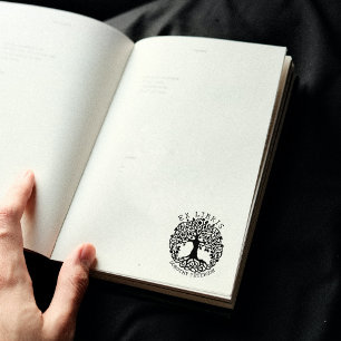 Moderner Baum des Lebens, Buch Ex Libris Gummistempel