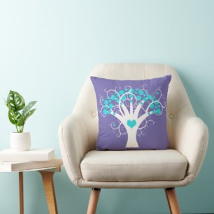 Moderner Baum mit Punkten und Herz 2 Kissen