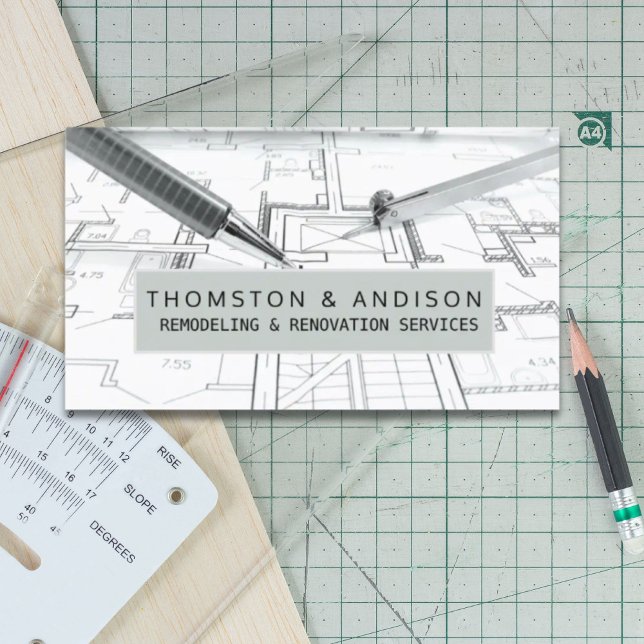 Moderner Bauunternehmer-Architekt Visitenkarte (Modern Construction Builder Contractor Architect Business Card)