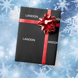 Moderner bearbeitbarer Text   Schwarz/Weiß Geschenkpapier