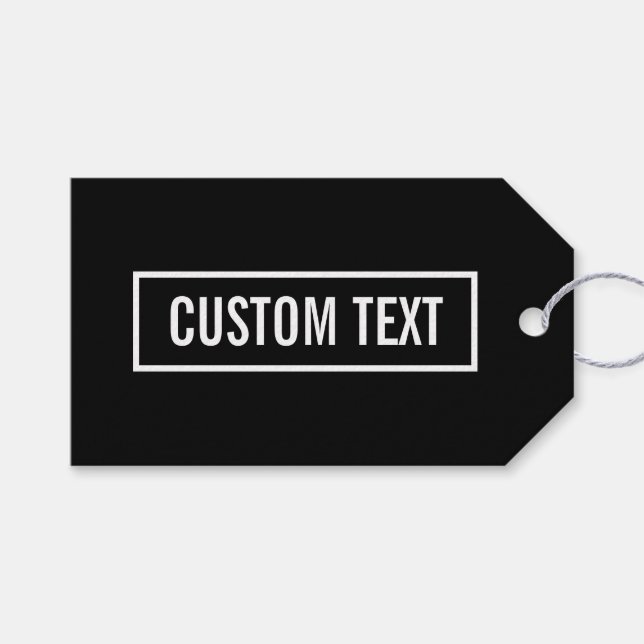 Moderner bearbeiteter Text in weißem Logo-Rahmen Geschenkanhänger (Vorderseite (Horizontal))