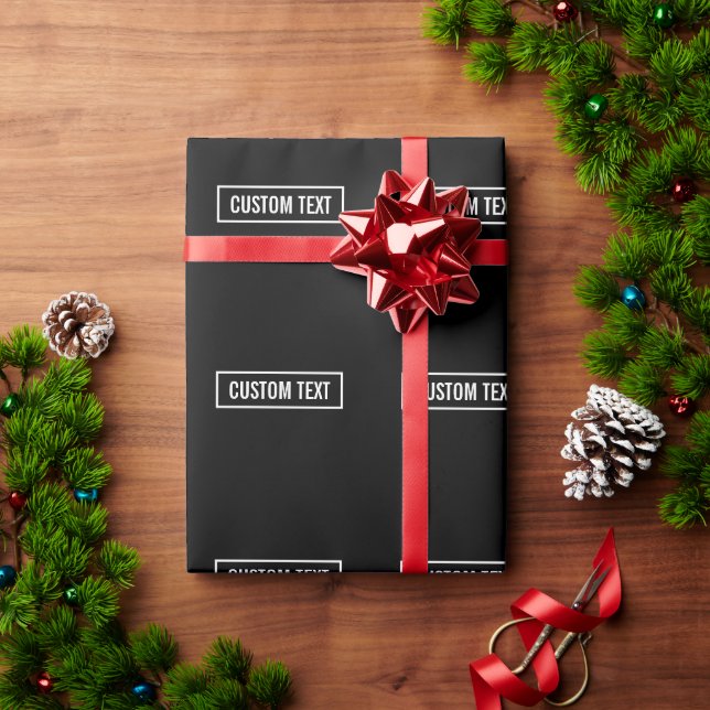 Moderner bearbeiteter Text in weißem Logo-Rahmen Geschenkpapier (Feiertagsgeschenk)