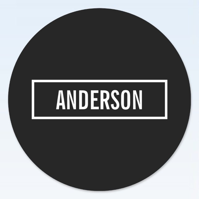 Moderner bearbeiteter Text in weißem Logo-Rahmen Runder Aufkleber (Von Creator hochgeladen)