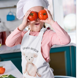 Moderner Beauty Pastel Pink Teddy Bär mit Namen Kinderschürze