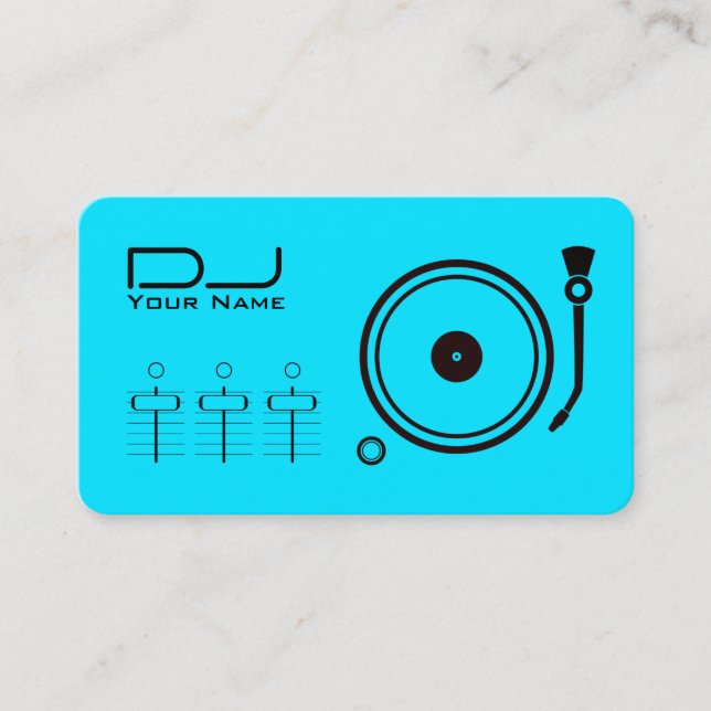 Moderner beruflicher DJ-Player mit schwarzer Linie Visitenkarte (Vorderseite)