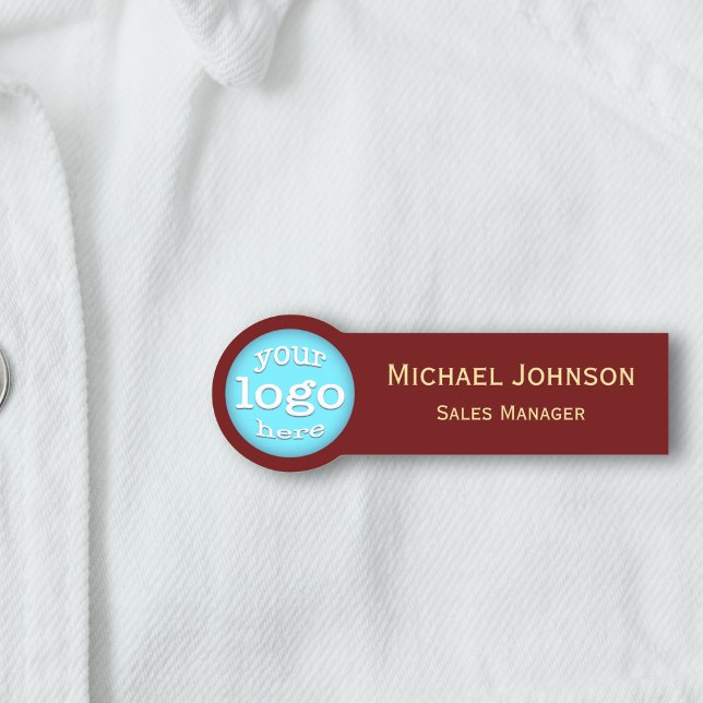 Moderner Beruflicher Firmenlogomitarbeiter Namensschild (Personalized Professional Plain Blue Magnetic ID Name Tag)