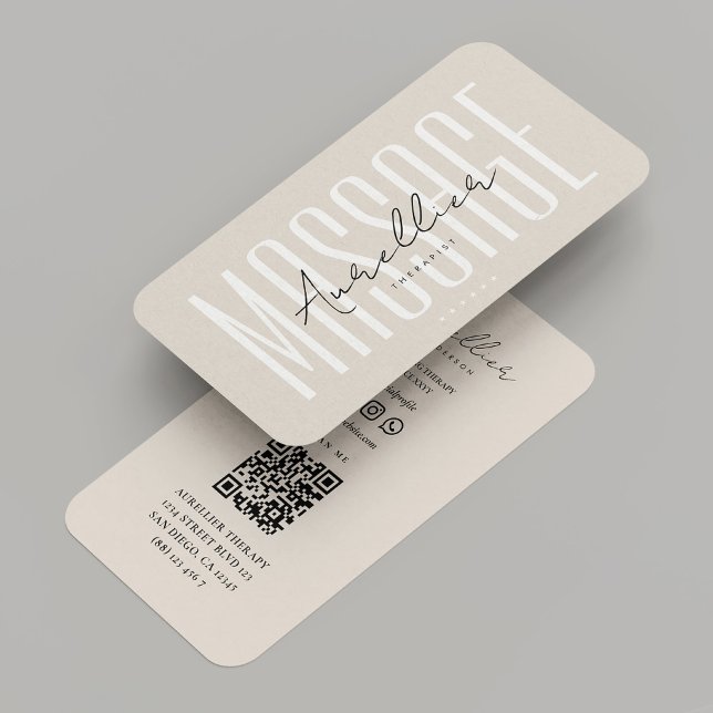 Moderner Beruflicher Massagetherapeut Sand Visitenkarte (Modern Professional Massage Therapist Sand Business Card
)