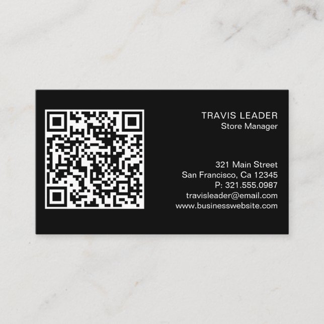Moderner Beruflicher QR-Code für Schwarz Visitenkarte (Vorderseite)