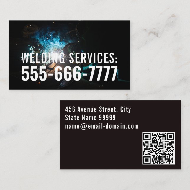 Moderner Beruflicher Silbermetallschleifer QR-Code Visitenkarte (Vorne/Hinten)