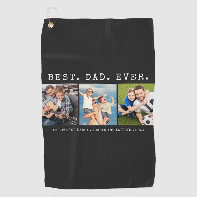 Moderner BEST VATER EVA 3 Fotos Personalisiert kun Golfhandtuch (Vorderseite)