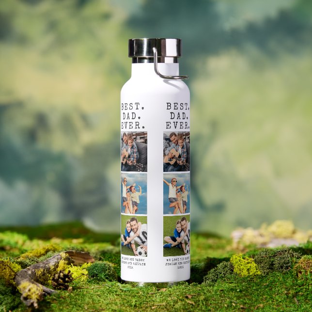 Moderner BEST VATER EVA 3 Fotos Personalisiert Trinkflasche (Außenbereich)