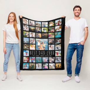 Moderner BEST VATER EVER 41 FotoCollage Black Fleecedecke