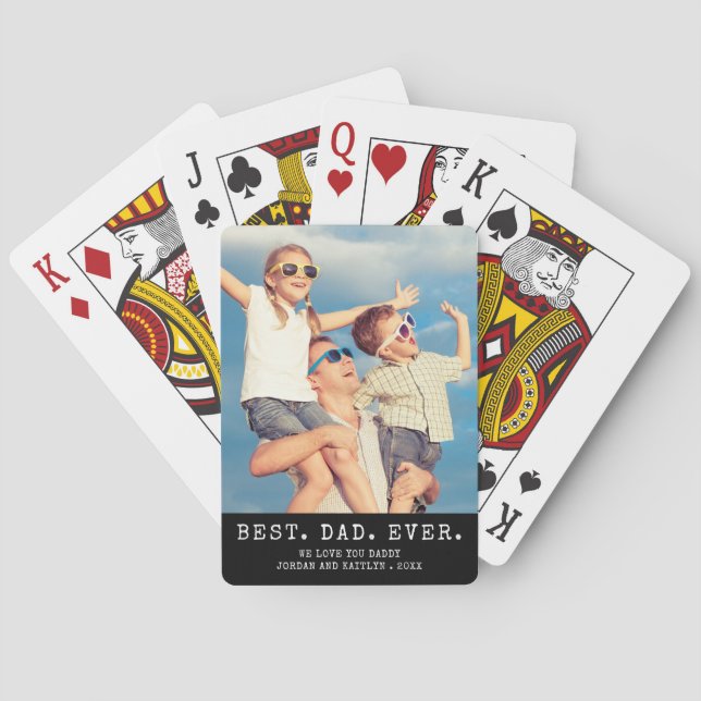 Moderner BEST VATER JE Ein Foto Personalisiert Spielkarten (Rückseite)