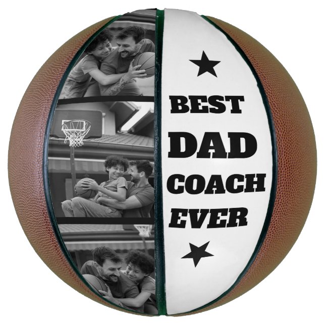 Moderner Bester Dad Coach Ever Cooler Fotocollage Basketball (Vertikal)