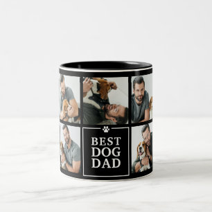 Moderner Bester Hund Papa 7-Foto-Collage Zweifarbi Zweifarbige Tasse