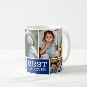 Moderner bester Vater je 10 Foto Collage Blue Kaffeetasse