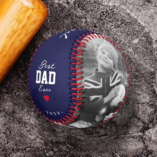 Moderner bester Vater je Blue Vatertag Individuell Baseball (Father's day Baseball, Best Dad Ever, Father's day from Wife Daughter and son blue, black and white )