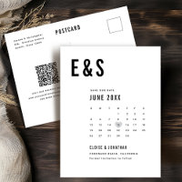 Moderner Big Bold Monogram Kalender Save the Date