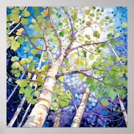 Moderner Birkenwald Poster