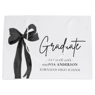 Moderner Black Bow Coquette Graduate Abschluss Große Geschenktüte