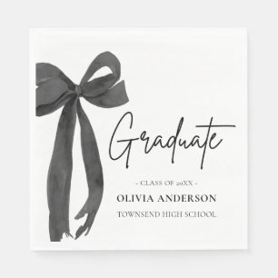 Moderner Black Bow Coquette Graduate Abschluss Serviette