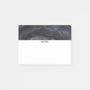 Moderner Black & Gold Agate Stone Abstrakt Post-it Klebezettel