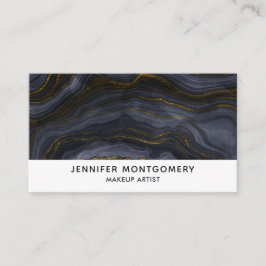 Moderner Black & Gold Agate Stone Abstrakt Visitenkarte