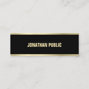 Moderner Black Gold Text Elegant Einfaches Schlich Mini Visitenkarte