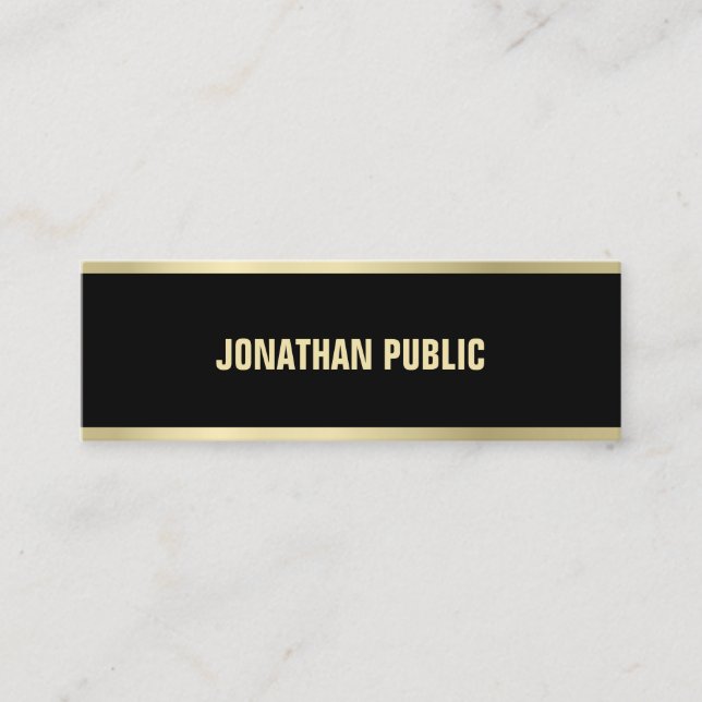 Moderner Black Gold Text Elegant Einfaches Schlich Mini Visitenkarte (Vorderseite)