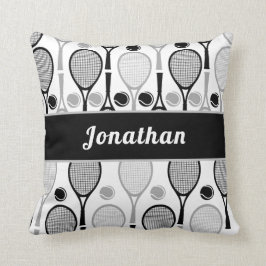 Moderner Black & Gray Tennis Spielercoach Name Spo Kissen