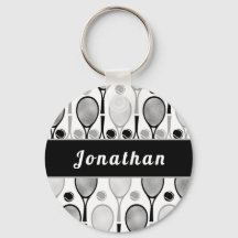 Moderner Black & Gray Tennis Spielercoach Name Spo