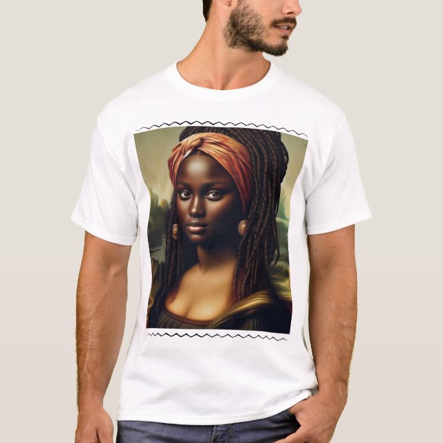 Moderner Black Mona Lisa Statement-T - Shirt (Vorderseite)