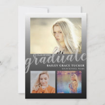 Moderner Black Ombre Graduate 3-Foto Abschluss
