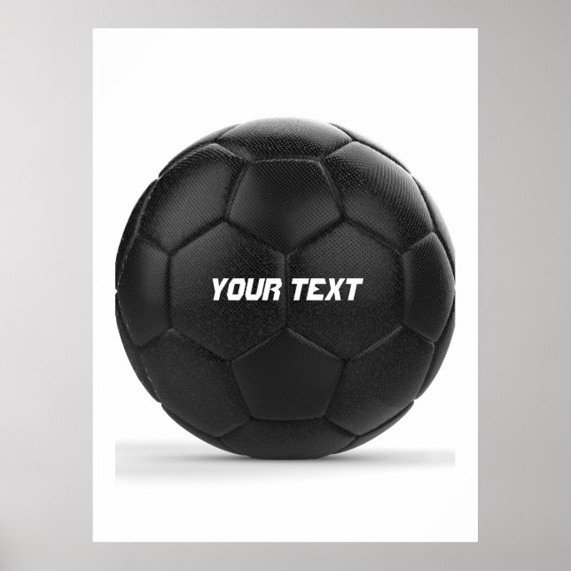 Moderner Black Soccer Ball Personalisiert Poster (Vorne)