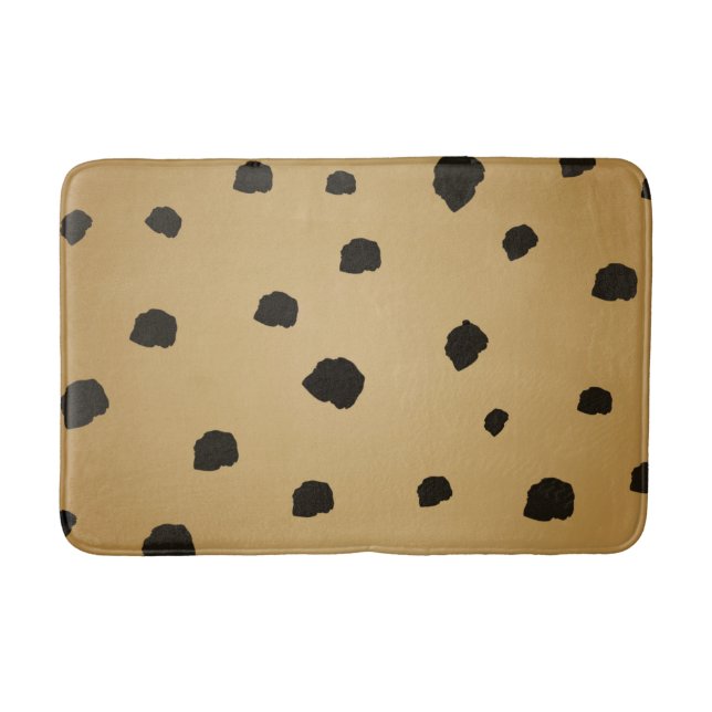 Moderner Black Spot Goldenrod Gold Beige Tan Badematte (Vorderseite)