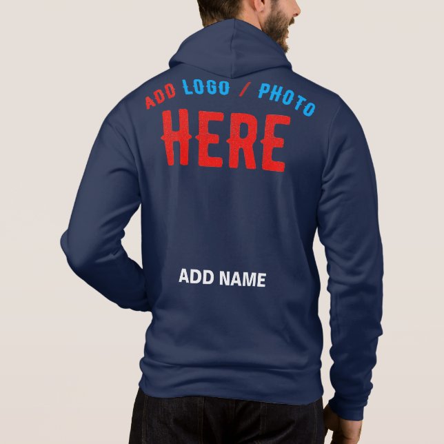 MODERNER BLAU MIT STYLISTISCHER MARKENBEZEICHNUNG HOODIE (Rückseite)