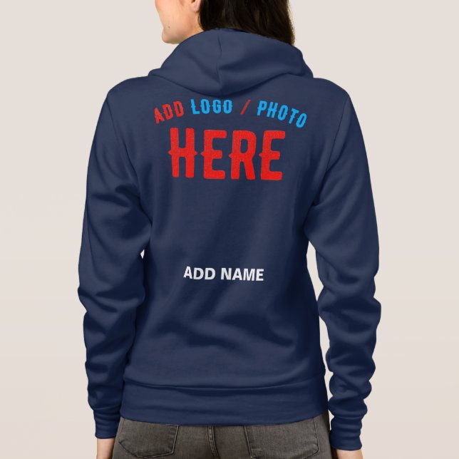 MODERNER BLAU MIT STYLISTISCHER MARKENBEZEICHNUNG HOODIE (Rückseite)