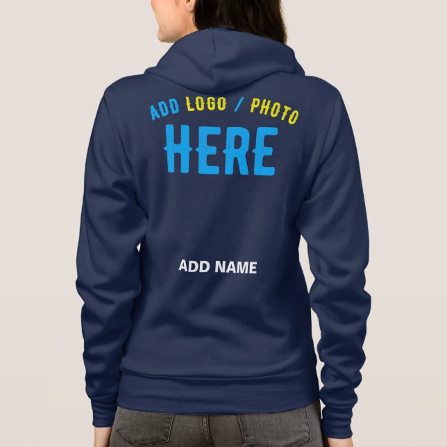 MODERNER BLAU MIT STYLISTISCHER MARKENBEZEICHNUNG HOODIE (Rückseite)