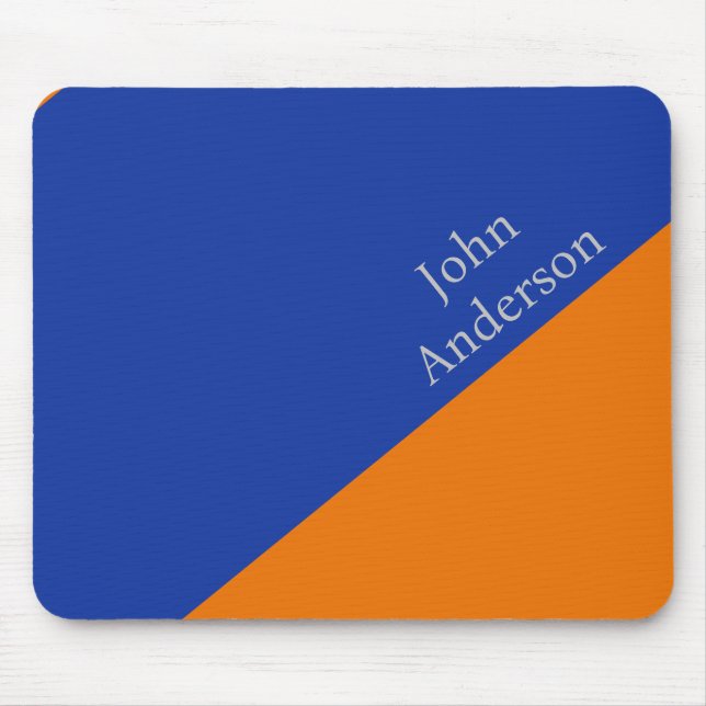 Moderner Blau- und Orangefarbener Farbblock gestör Mousepad (Vorne)