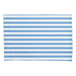 Moderner Blau- und Weißstreifen-Strand Kissenbezug