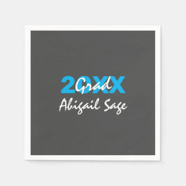 Moderner Blau- und Weißtext auf grauem Abschluss Serviette