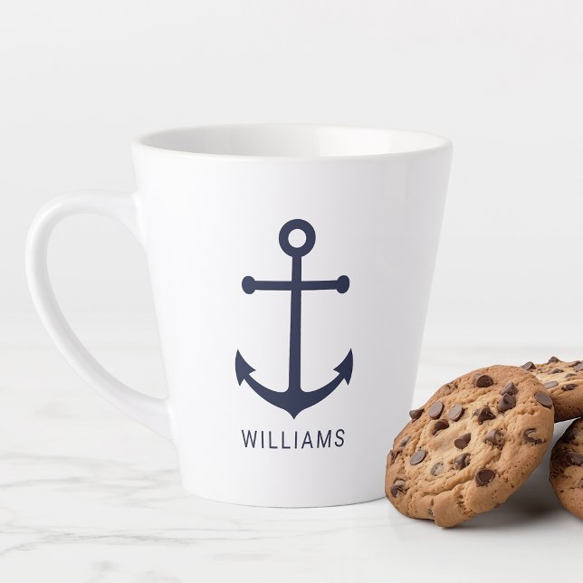 Moderner Blaue Navy-Anker mit Individuelle Name Milchtasse (Von Creator hochgeladen)