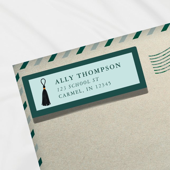 Moderner blauer Abschlusskappen-Quast  (Modern Blue Graduation Cap Tassel Label)